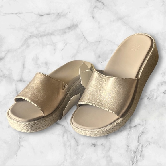 AEBO Metallic Gold Solstice Slide NWT Braided Jute Platform Wedge Women’… - Picture 12 of 13